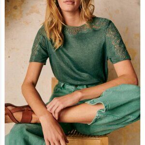 Sezane Lorena T-shirt, 100% linen, size XS